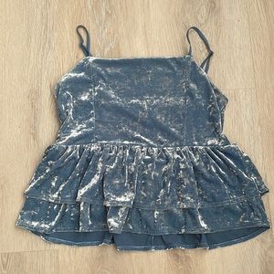 American Eagle Outfitters Blue Velvet Blouse